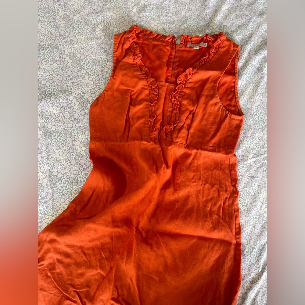 Women’s Sleeveless Ruffle-Front  Dress - Bright Orange